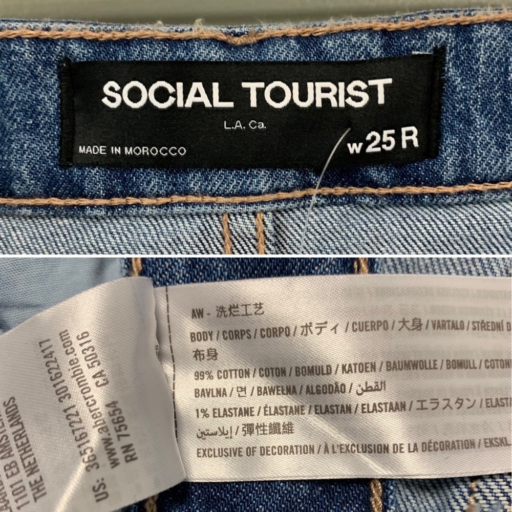 NWT Social Tourist Highest Rise Side Snap Extreme Baggy Jeans Medium Wash Denim - Picture 12 of 16